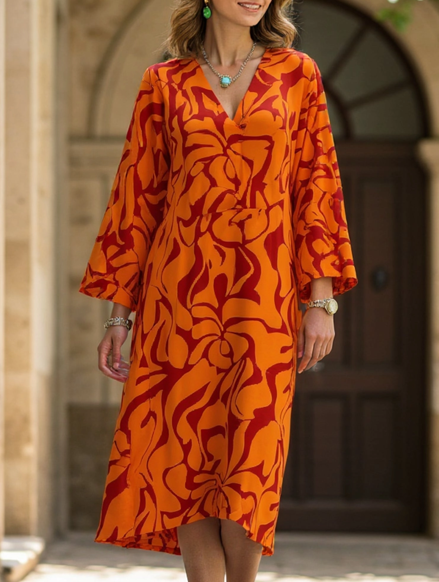 Casual Swing Print Dress Gender Inclusive Wedding Style