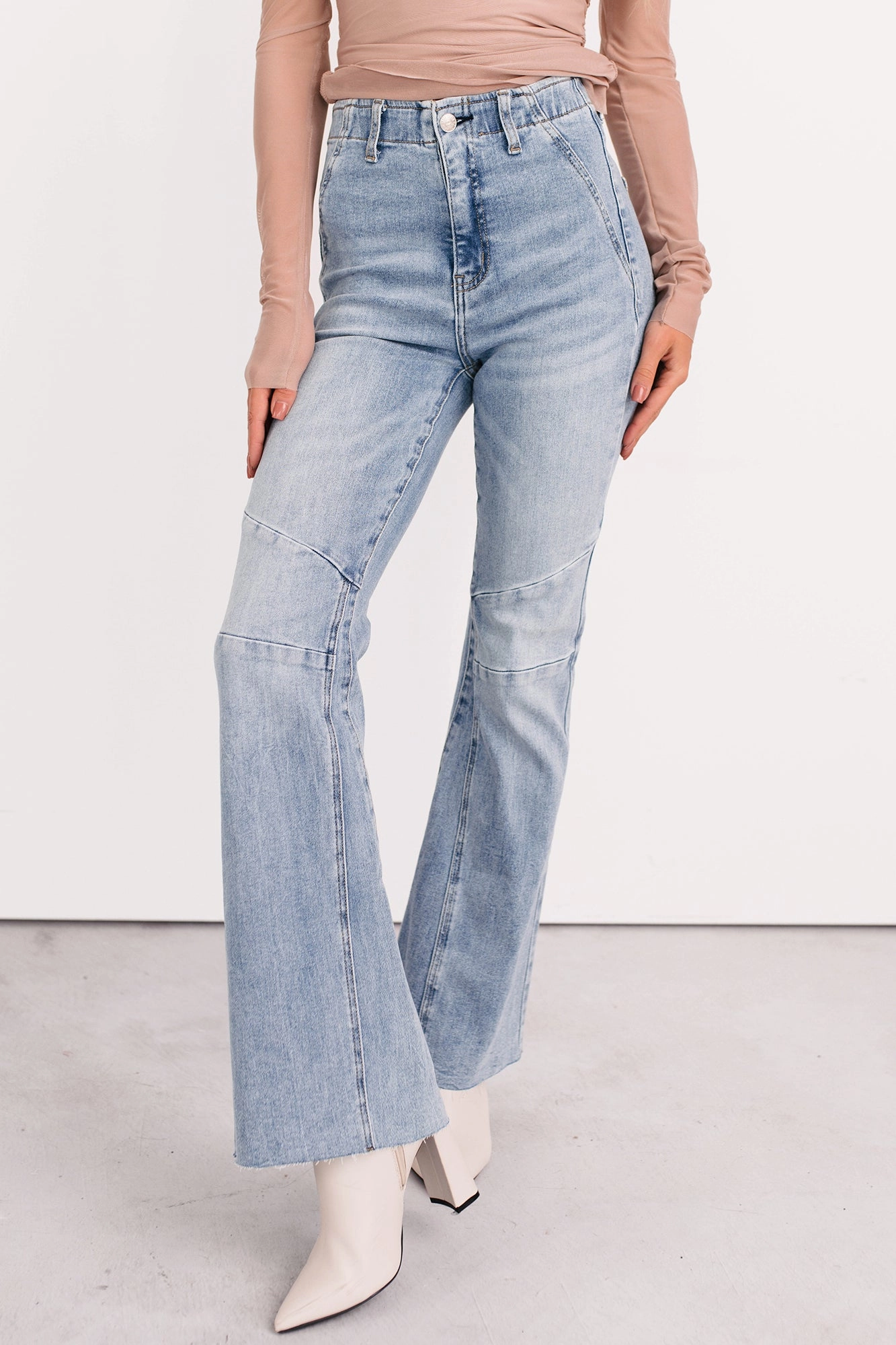 Keller Tummy Control Flare Saige Denim Jeans (Light) Airy Touch