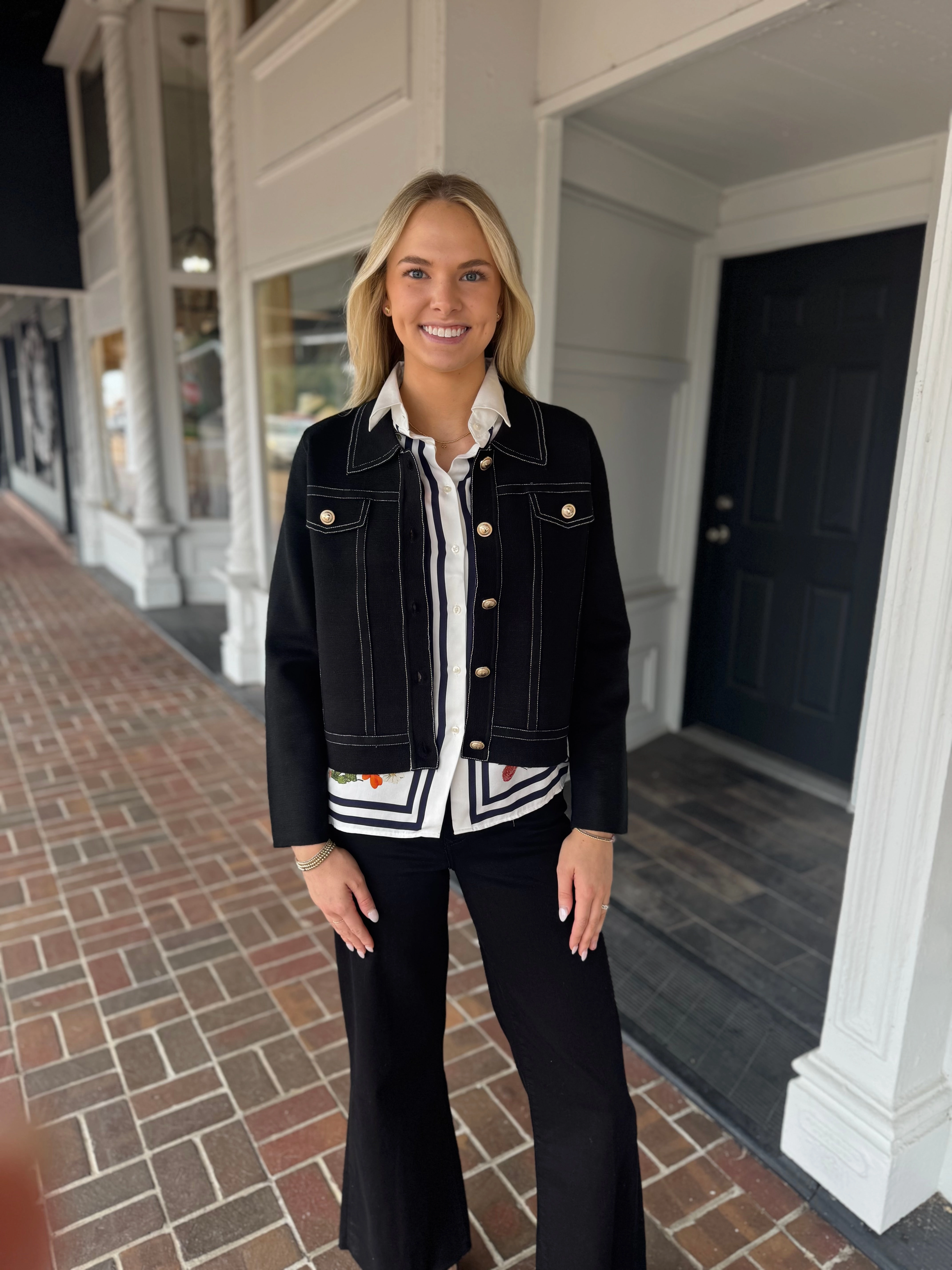 Vilagallo Black Button Pocket Sweater VentilatedPanels Ventilated Back Panel