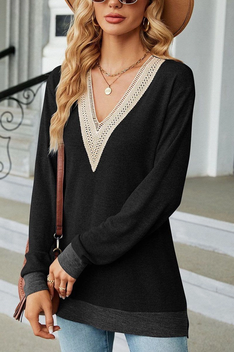 Compact Thermal Insulation WOMEN LONG LENGTH GUIPURE LONG SLEEVE TOP