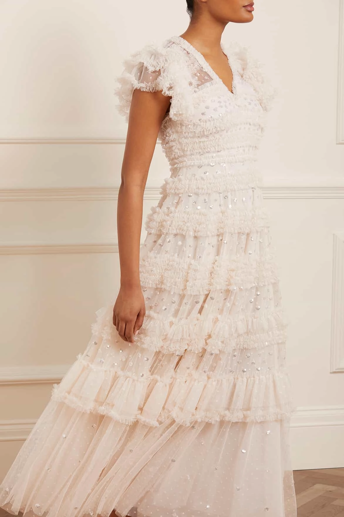 Vivian V-Neck Gown Slit Detail petite size