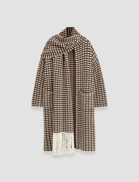 Waffle Knit Scarf Coat Two Way Zipper Active Urban Layer