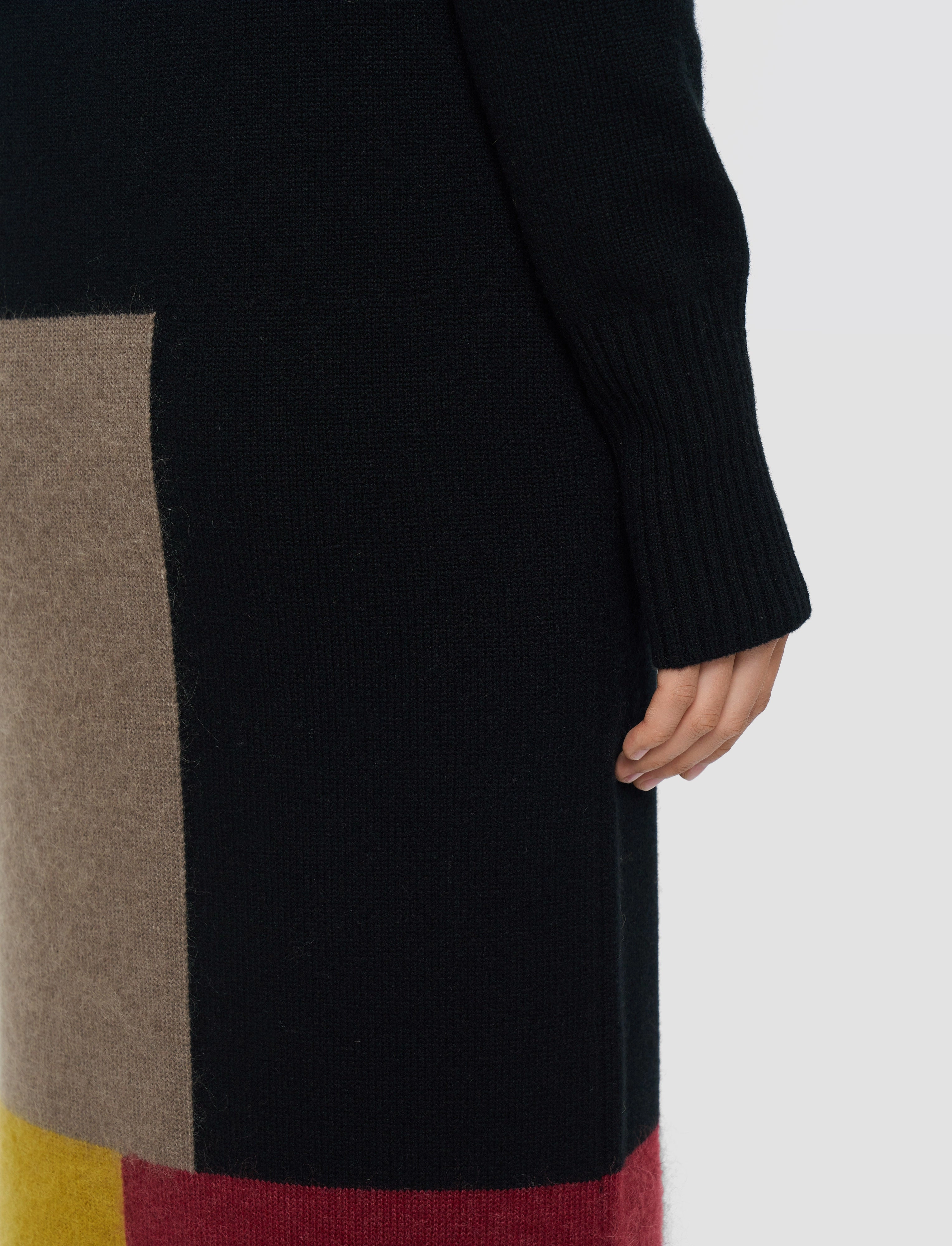 Overlay Wool Dress Interlock Ribbed Collar Temperature control