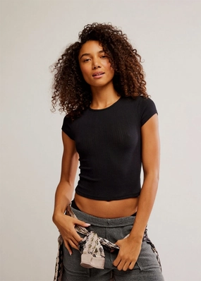 Adjustable Hemline SweatAbsorbent Wait A Minute Baby Tee - Anthracite