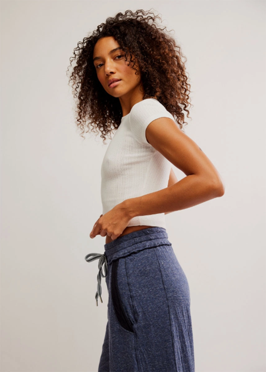 Wait A Minute Baby Tee - Oatmeal Hydrophobic Threadwork