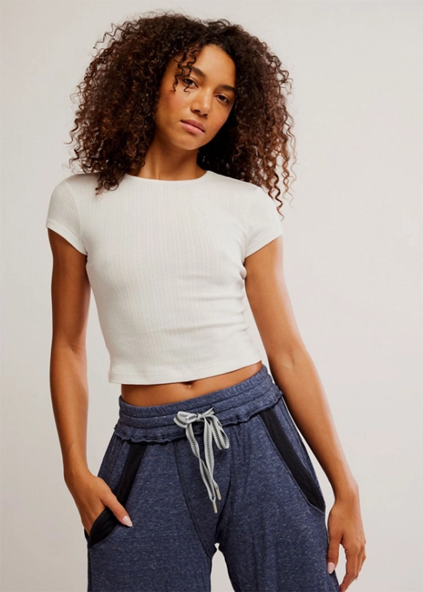 Wait A Minute Baby Tee - Oatmeal Convertible Neckline TemperatureRegulating Material