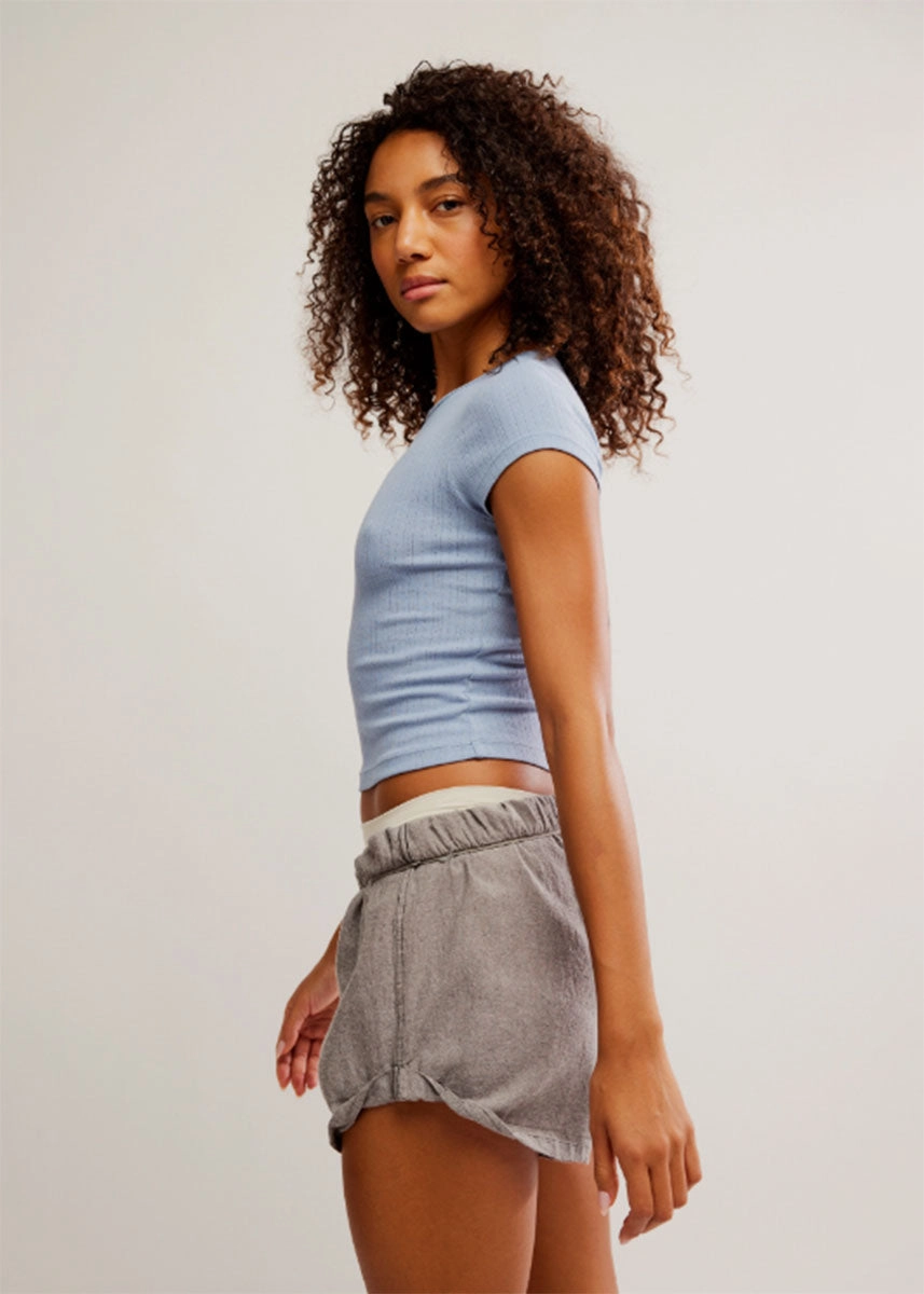 PocketDetails Moisture Management Fabric Wait A Minute Baby Tee - Soft Chambray