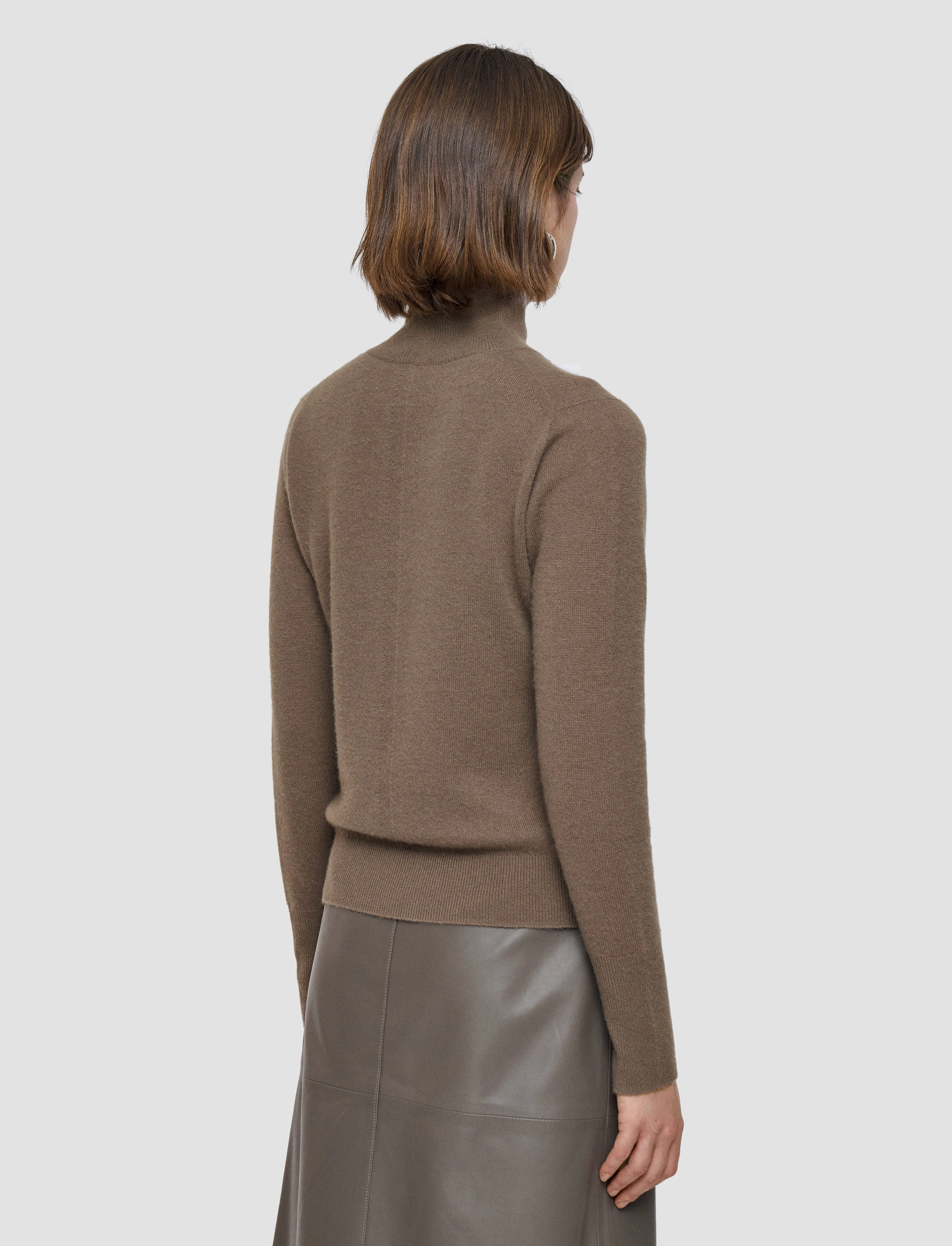Everyday Use DoubleLayered Hem Light Pure Cashmere High Neck Jumper
