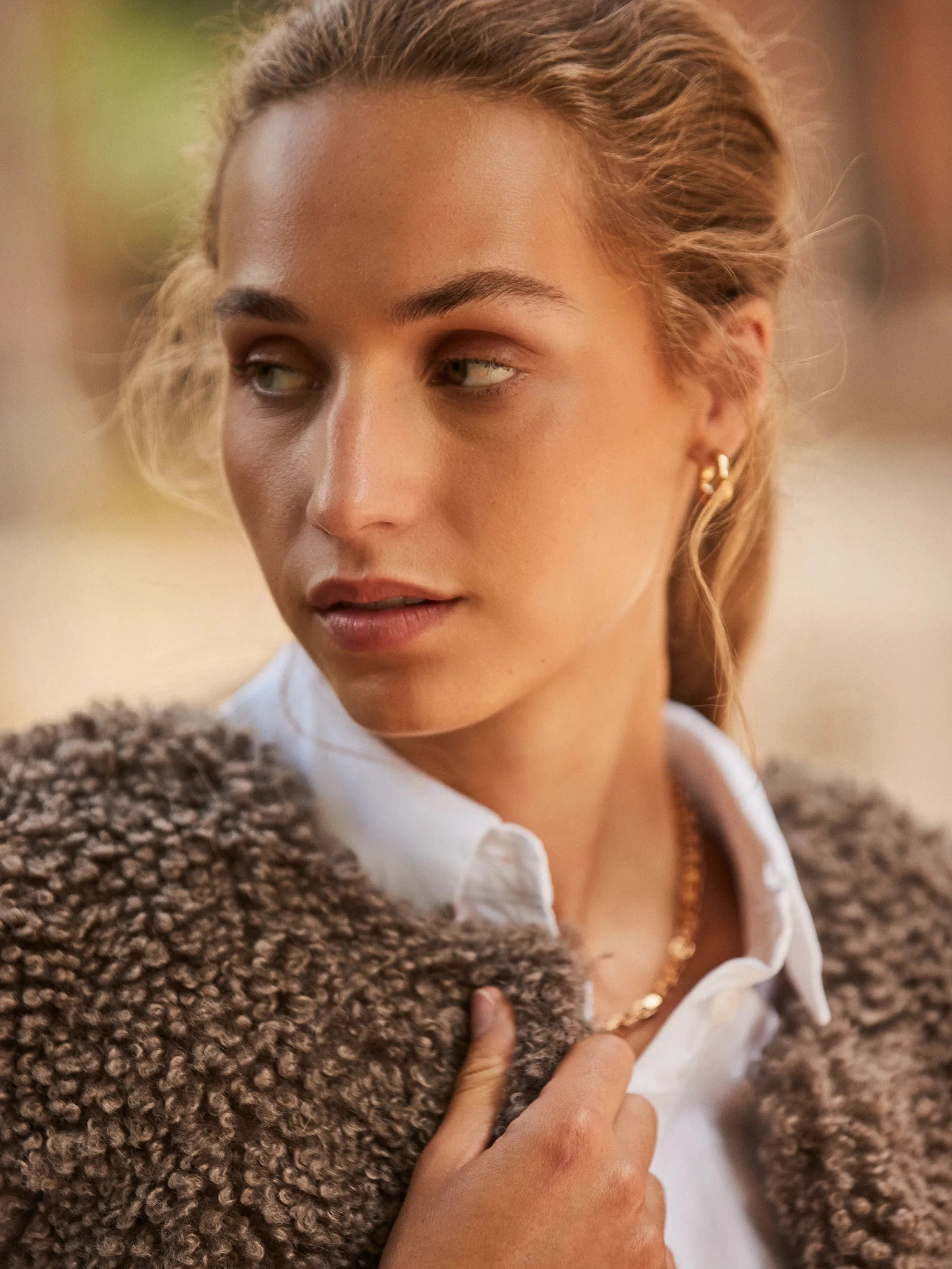 Heat Keep Urban Casual Brown Faux Shearling Gilet