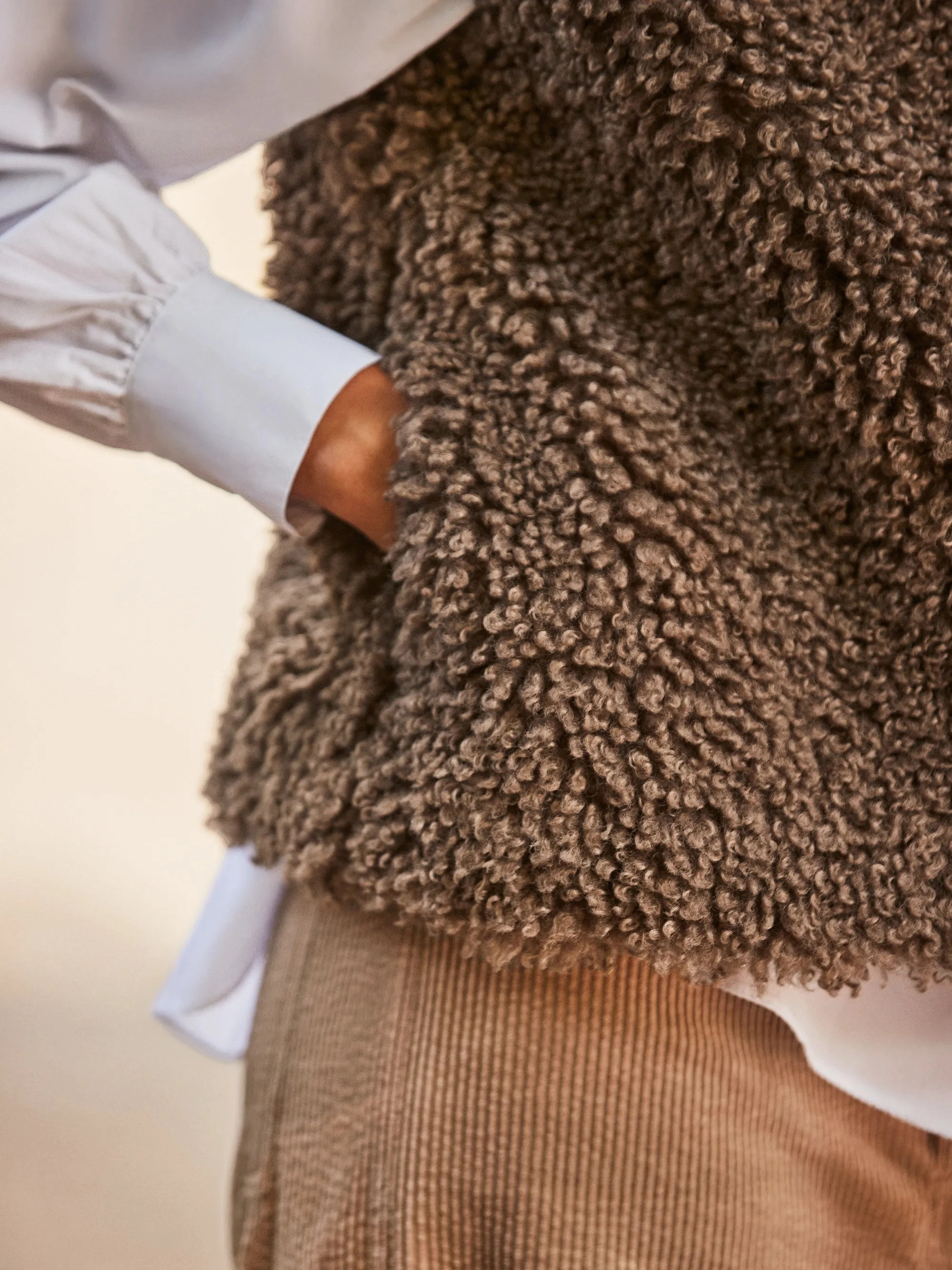 City Ready Wear Travel Ready Brown Faux Shearling Gilet