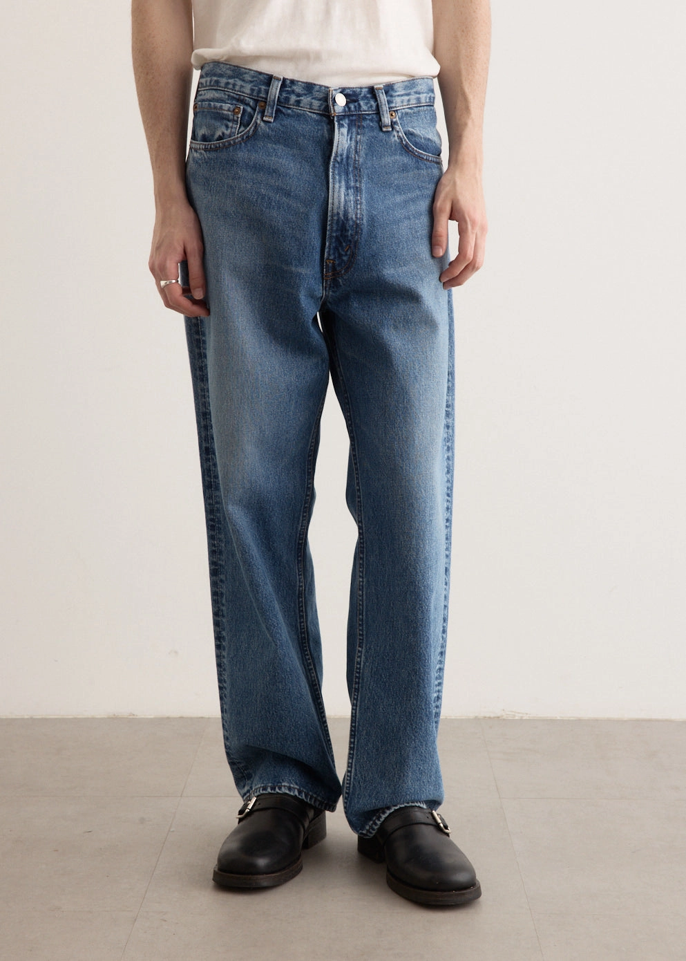 101 Dad's Fit Denim Pants Plain style Streetwear Fan Evening Stroll Elegant