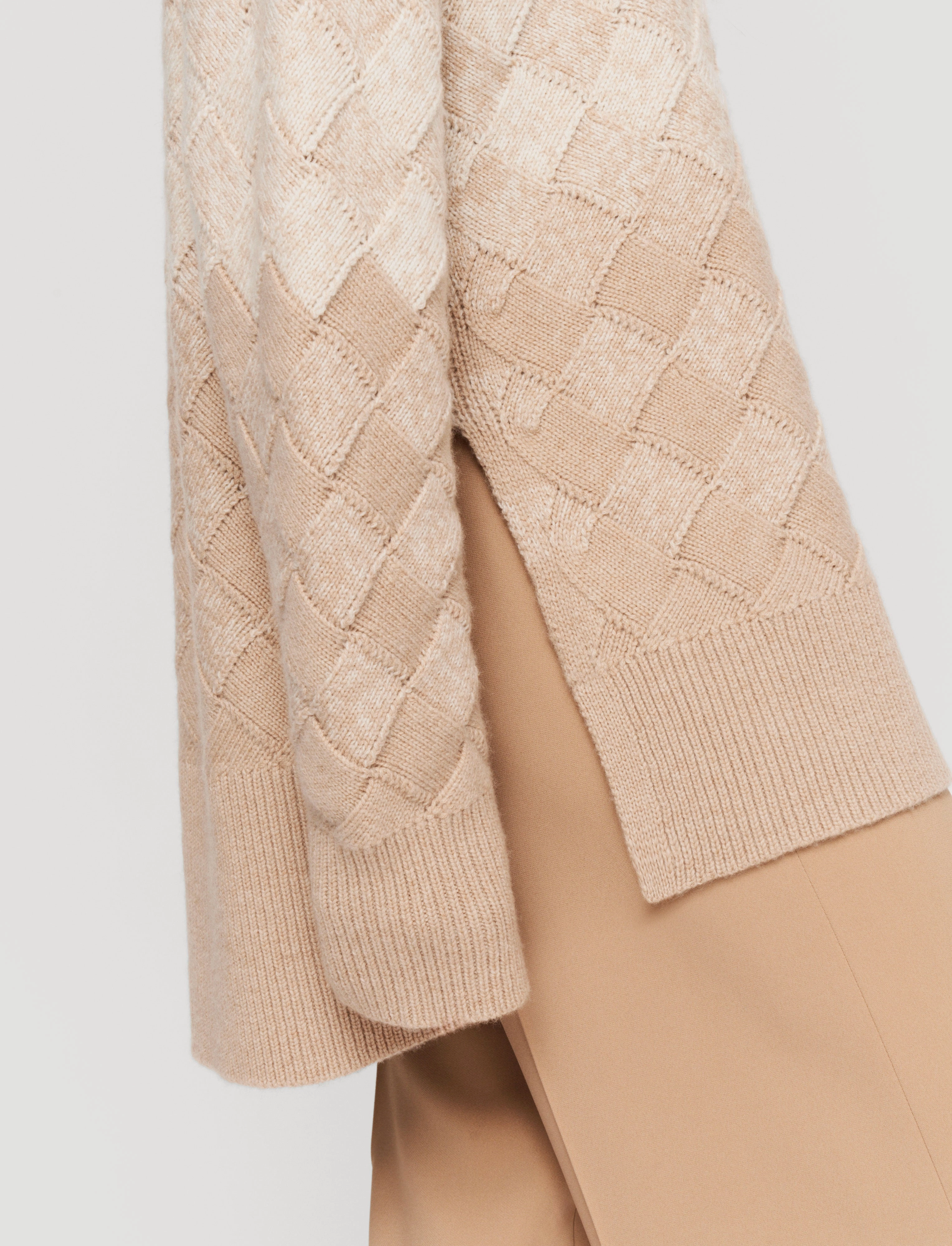 Ribbed Knit Street Warmth Weave Knit Round Neck Jumper