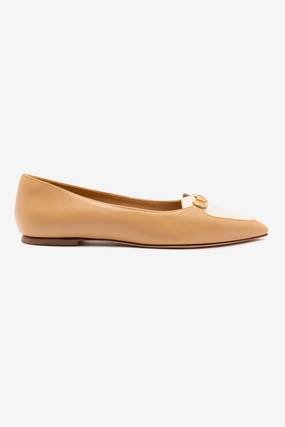 Happy Walk Audrey Flat In Tan Leather