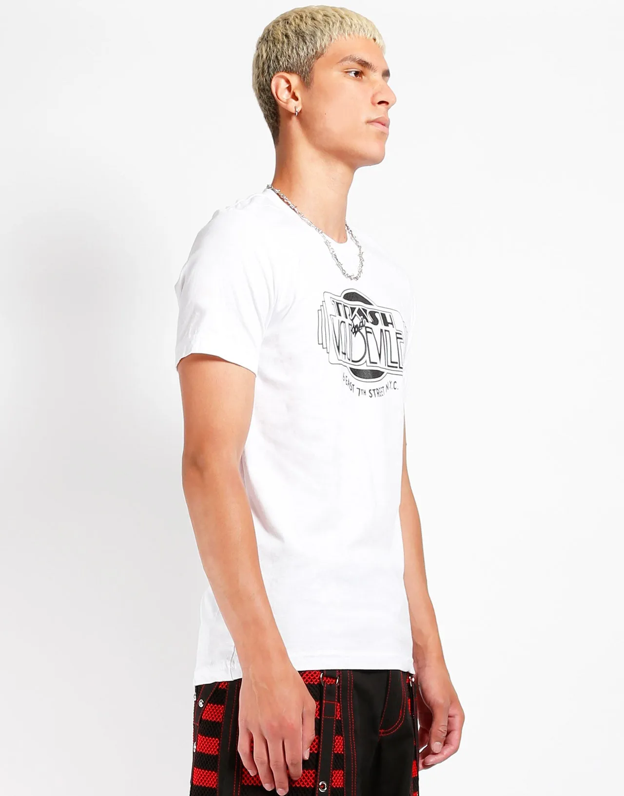 White & Black Trash & Vaudeville Logo T-Shirt Casual Pullover Eco Friendly Fabric