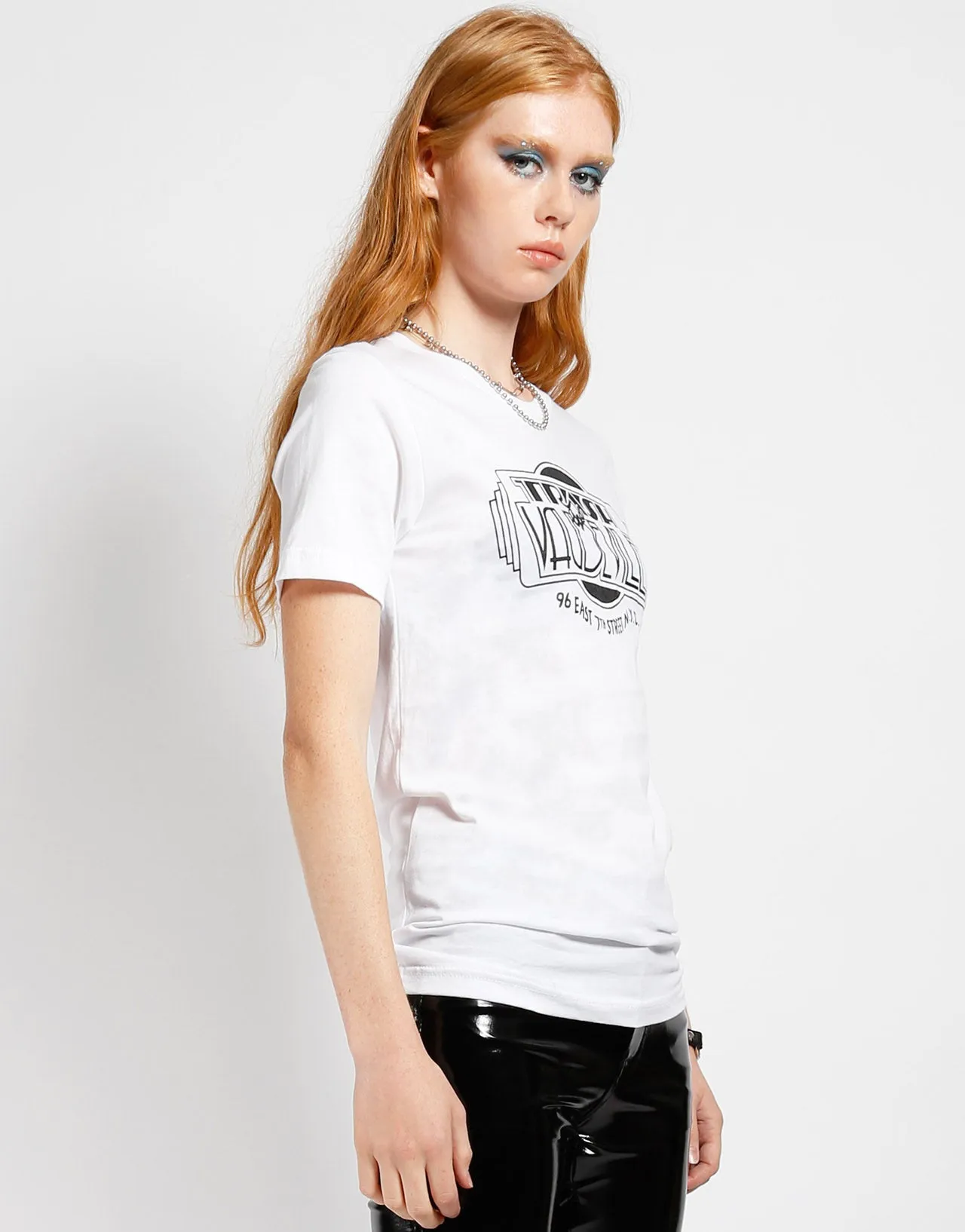 White & Black Trash & Vaudeville Logo T-Shirt Non Toxic Printing Eco Friendly Dyes