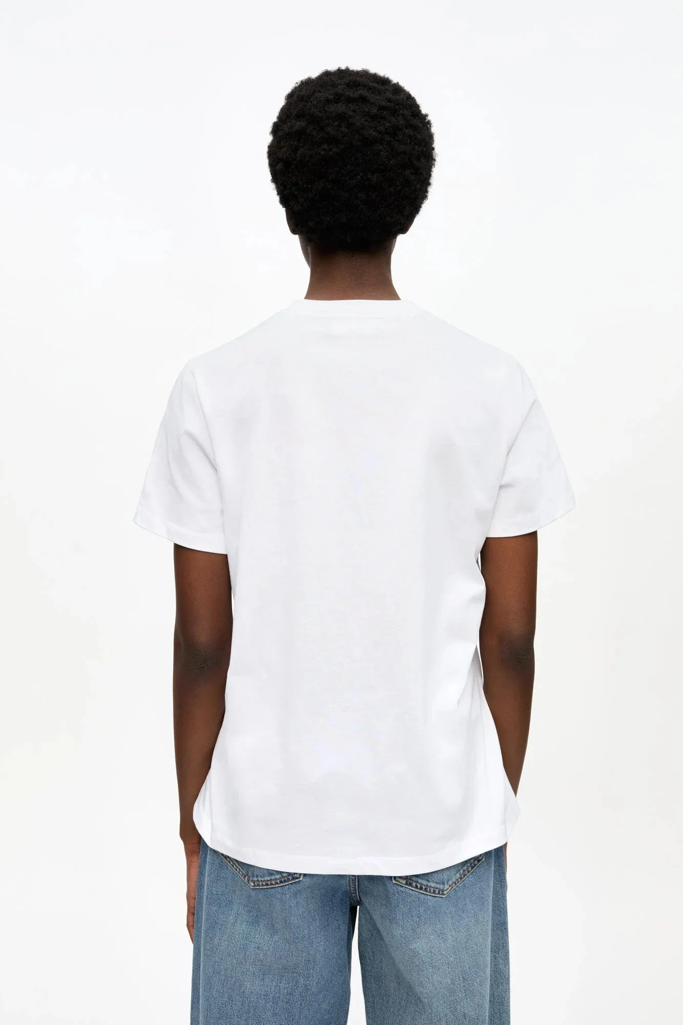 Daily Style Trend dry cleanable White Basic Jersey Duckie Relaxed T-shirt