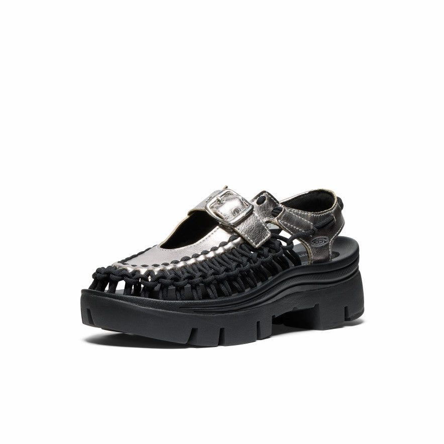 Flexible Build All Gender UNEEK PLT Mary Jane Sneaker  |  Silver/Black
