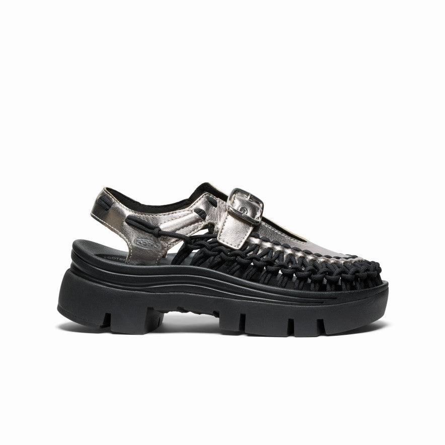 Seamless Design Energy Returning Heel All Gender UNEEK PLT Mary Jane Sneaker  |  Silver/Black
