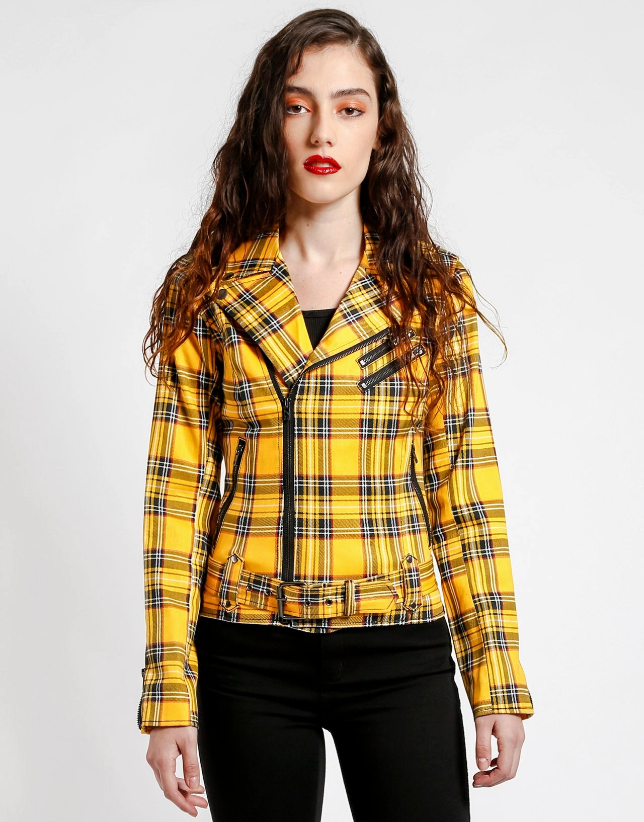 Retro Striped Wild Child Motorcycle Jacket Plaid Print