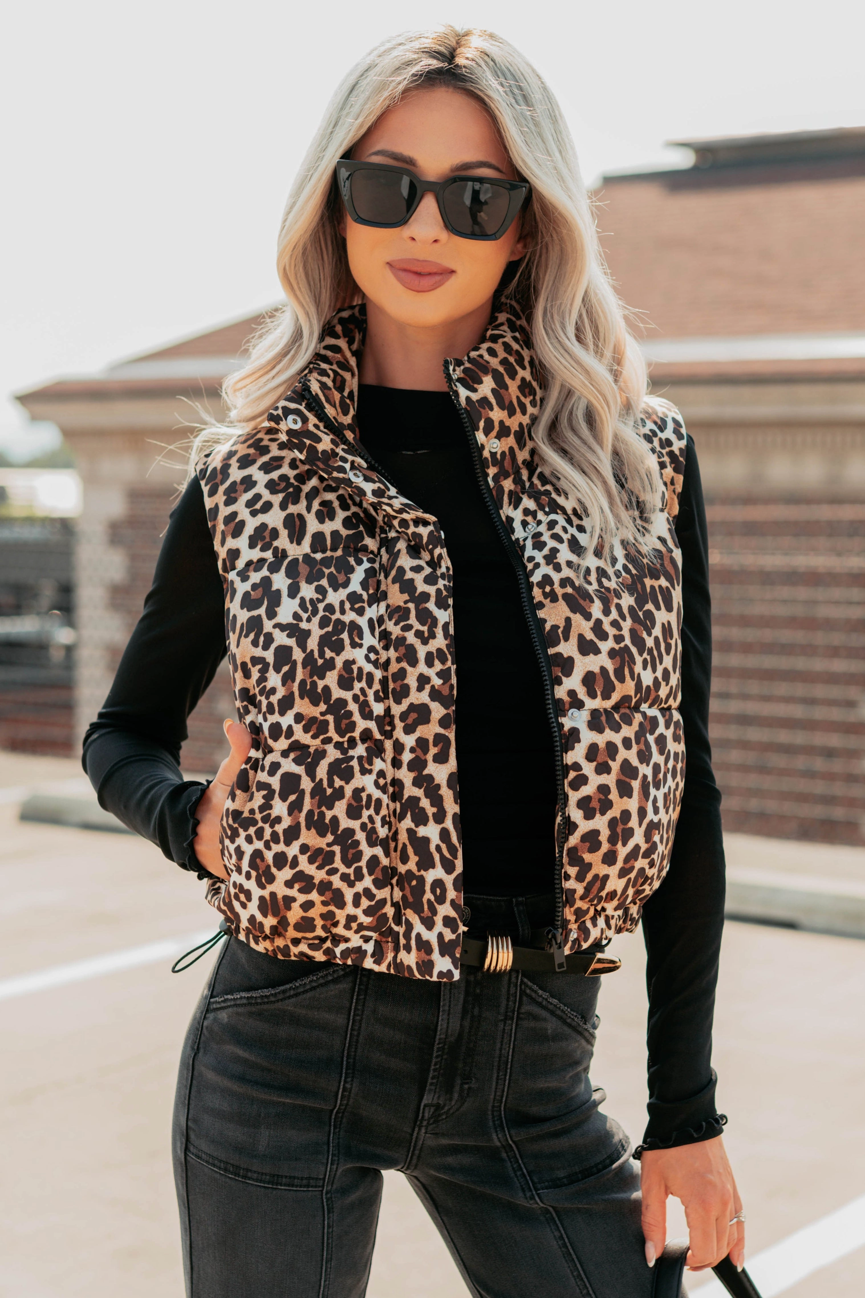 Wildest Dreams Leopard Print Puffer Vest (Camel) Cozy Layering