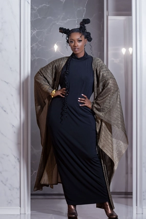 PLUS SIZE METALLIC BRONZE DUSTER- JIBRI Convertible 2 In 1 Function