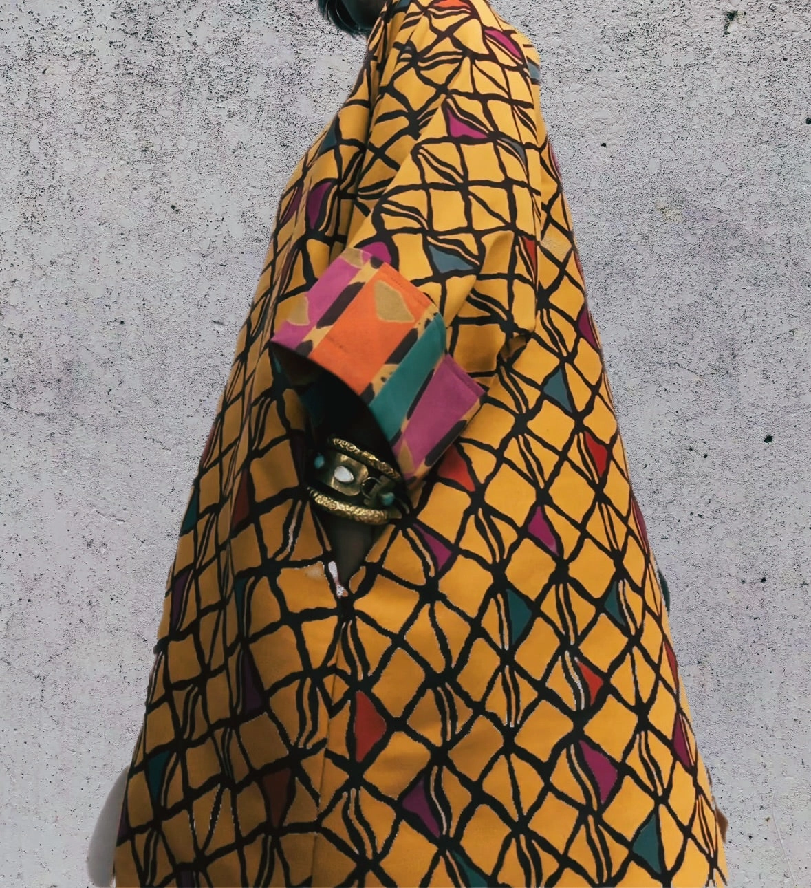 Plus Size Print Oversized Jacket Thermal Core Technology Lightweight Polyester Blend