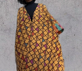 Wool blend Plus Size Print Oversized Jacket