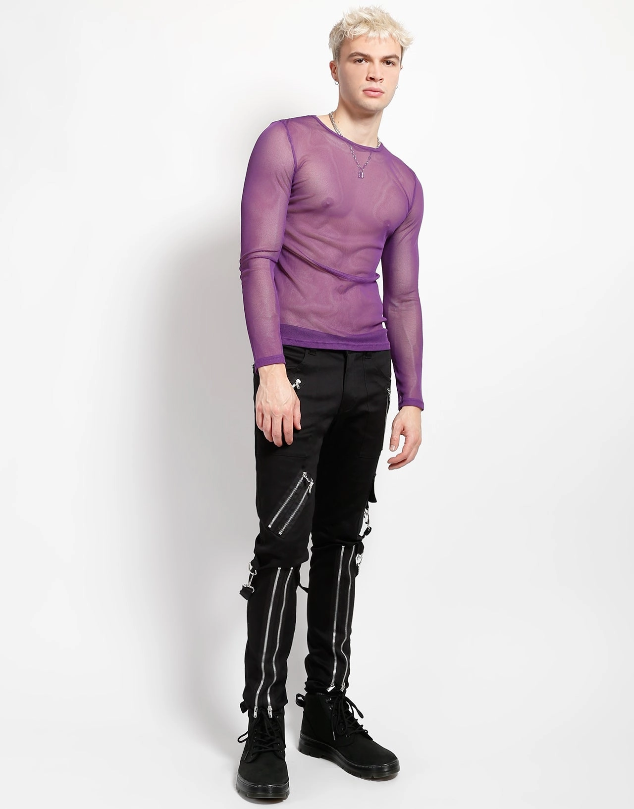 ShockAbsorbing MENS LONG SLEEVE FISHNET PURPLE