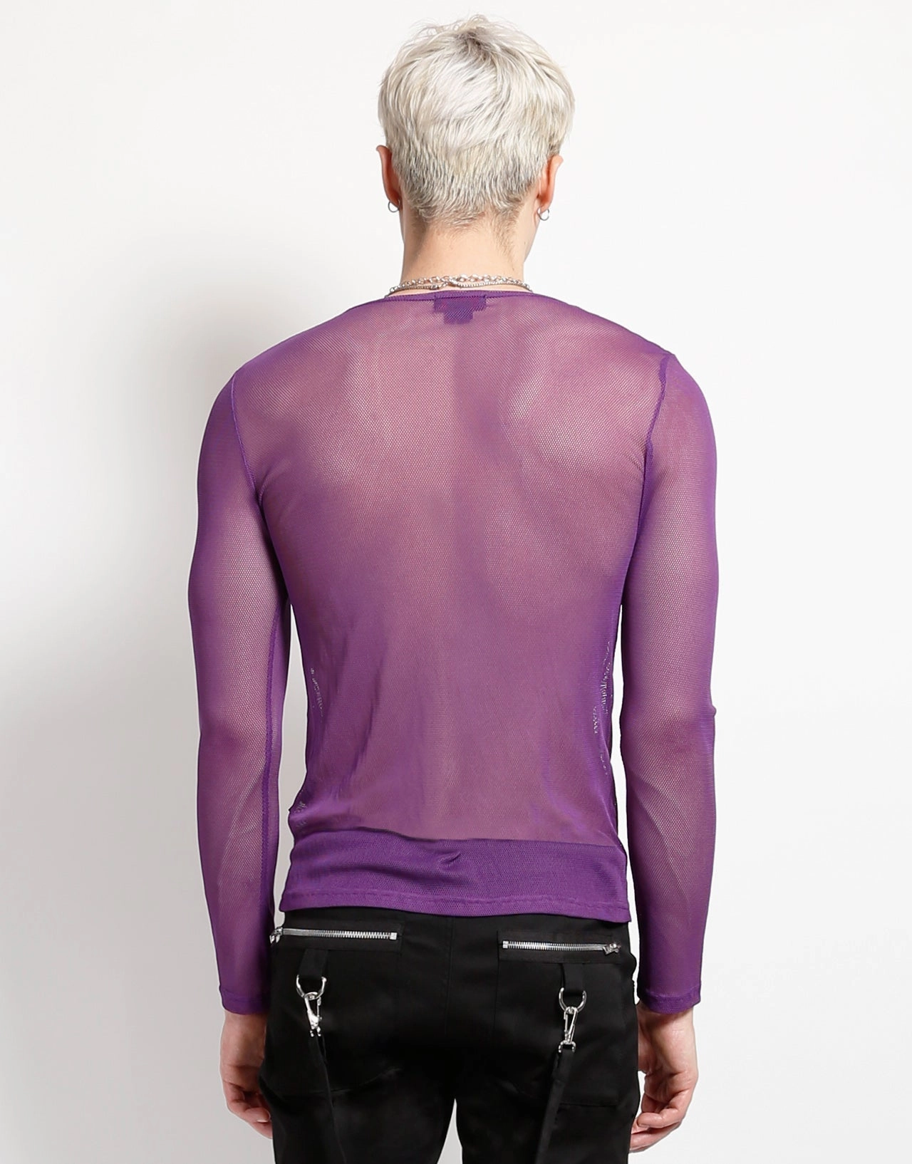 MENS LONG SLEEVE FISHNET PURPLE NonPill Surface Treatment DurableZipper