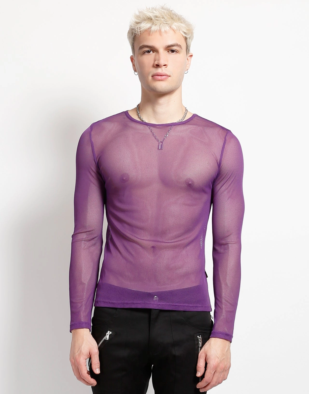 TumbleDryFriendlyMaterial Hidden Ventilation Zones MENS LONG SLEEVE FISHNET PURPLE