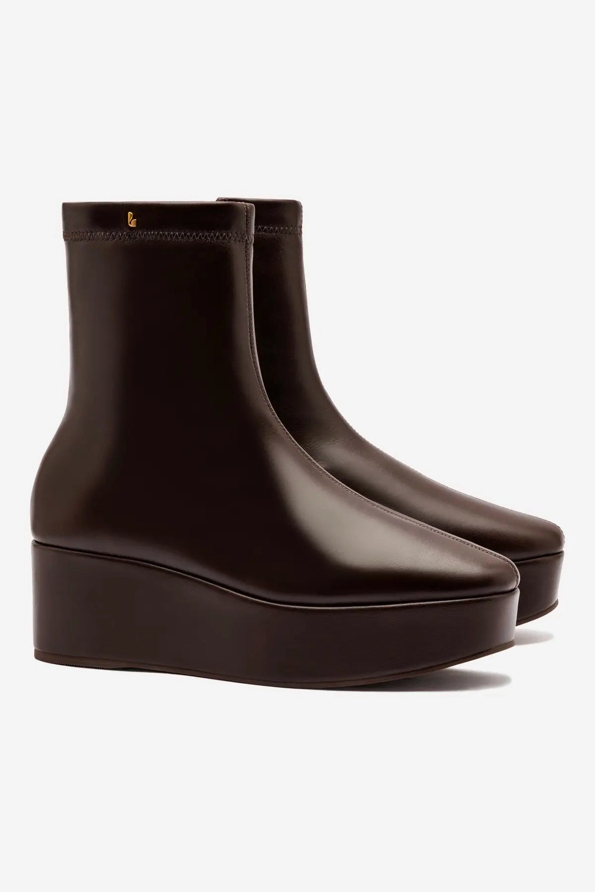 Dani Flatform Boot In Brown Leather Comfortable Padding