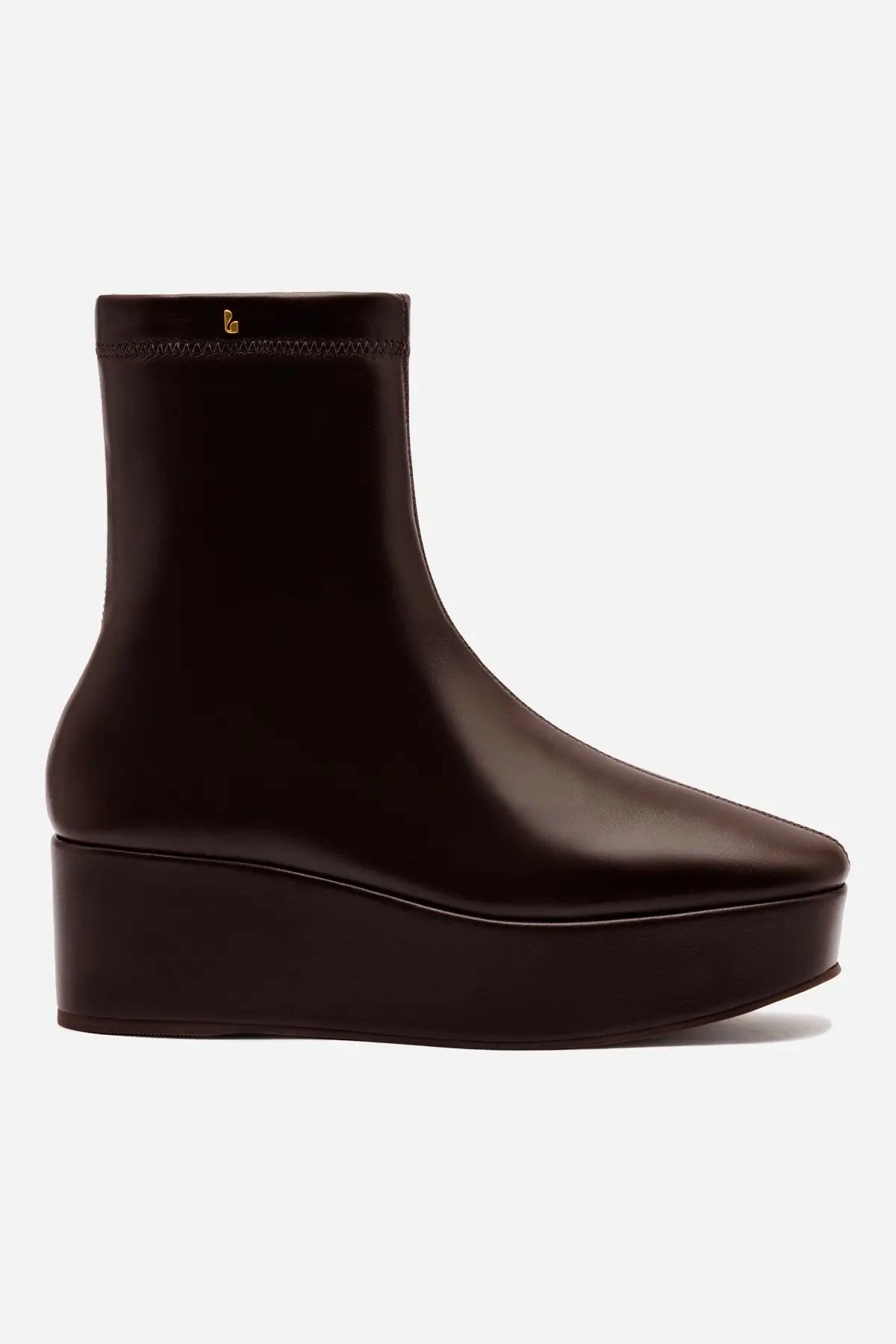 Dani Flatform Boot In Brown Leather Smooth Soles Everyday Walk
