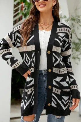 WOMEN BOHEMIAN WESTERN AZTEC PATTERN CARDIGAN Printed Logo Sublimation Resistant Fabric