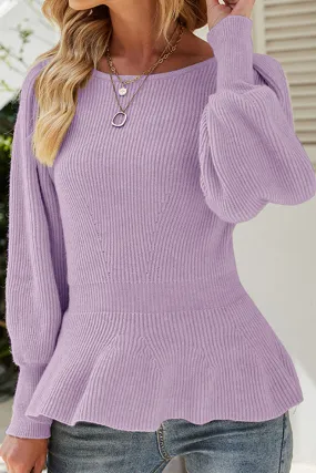 WOMEN CREW NECK LONG SLEEVE KNITTED SWEAT TUNIC Vibrant Colors Fashion Layer