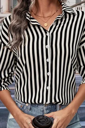 Airflow Ventilation Zones WOMEN FITTED CUFF BUTTON UP STRIPE SHIRTS