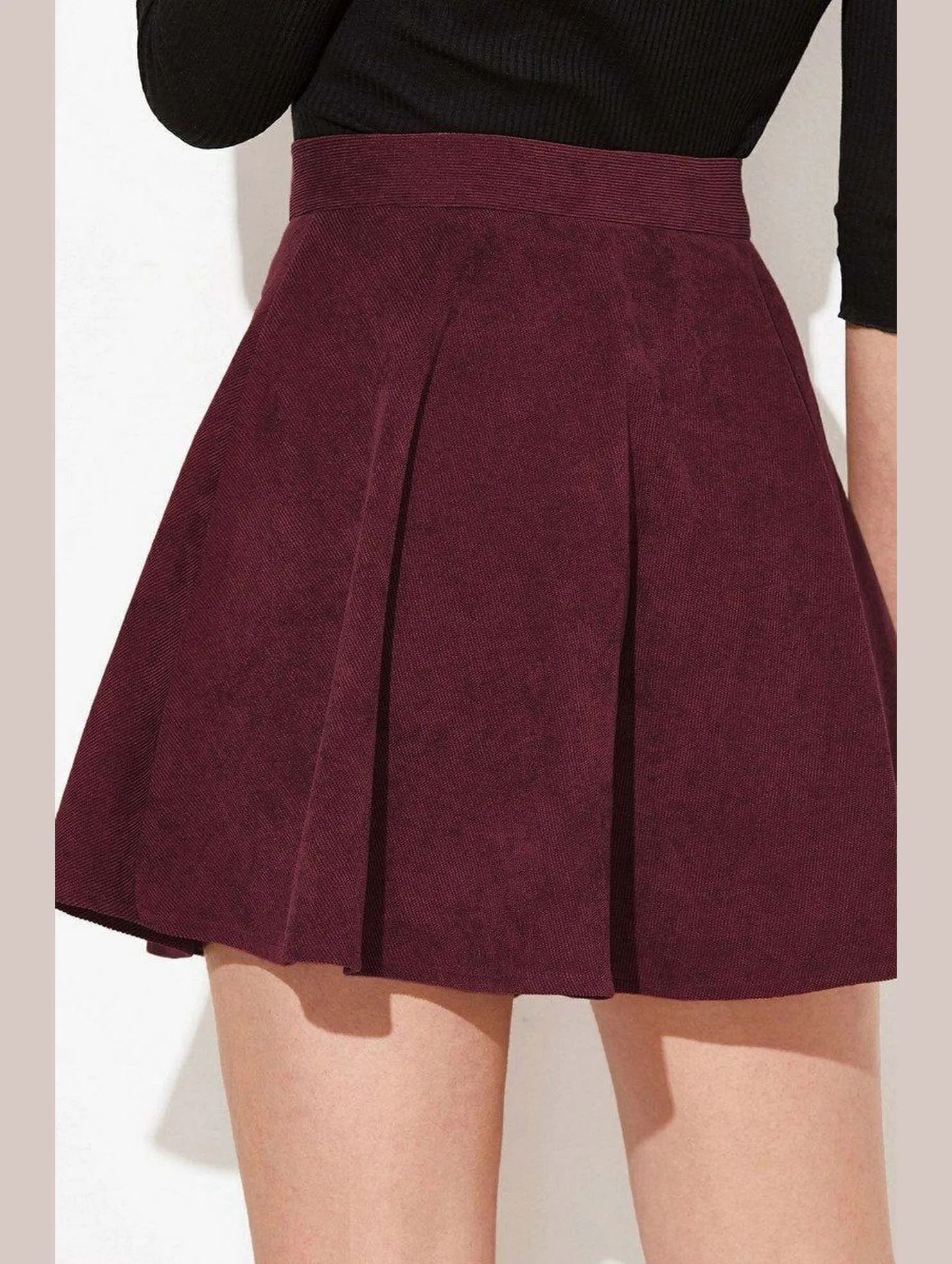 Adjustable Closure Flexible Comfort Wear WOMEN FRONT BUTTONED CORDUROY UMBRELLA SKIRT