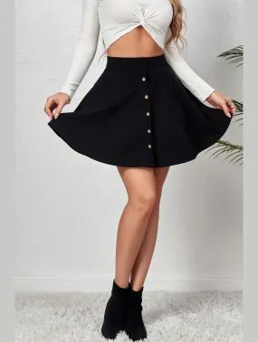 WOMEN FRONT BUTTONED CORDUROY UMBRELLA SKIRT Long Use Non Restrictive Fit