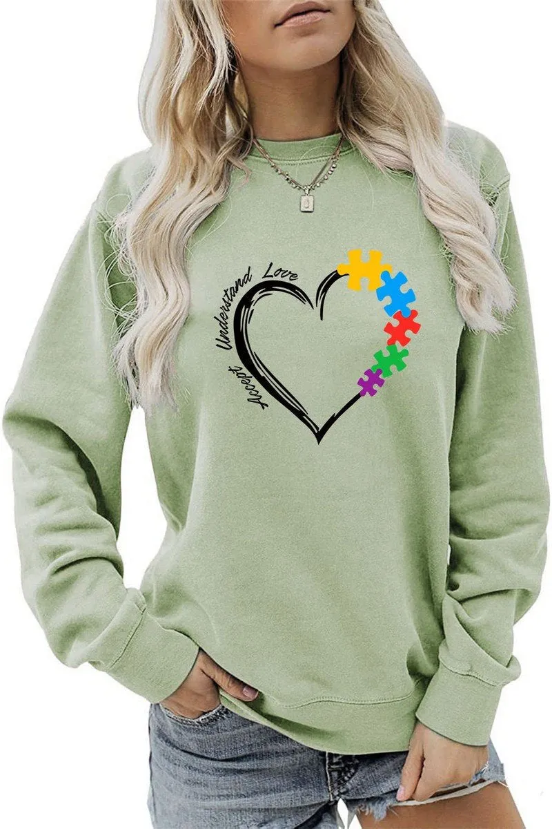 Soft Comfort All-Day Wear WOMEN HEART PRINTING LONG SLEEVE FALL WINTER TEE