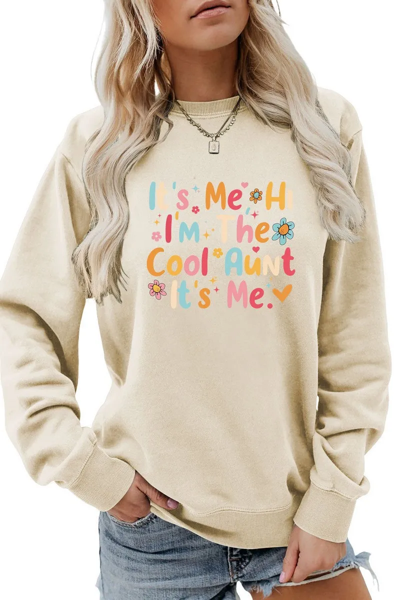 WOMEN LETTERING PRINT LOOSE FIT PULLOVER TOP Winter Layer