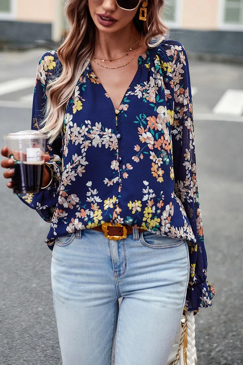 Cross Grain Knit WOMEN LIGHTWEIGHT LANTERN SLEEVE BUTTON BLOUSE