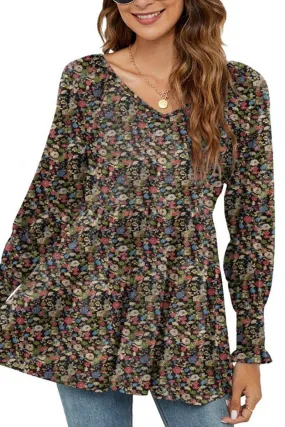 Everyday Look Wear WOMEN LOOSE FIT FLORAL PATTERN RUFFLED TUNIC TOP