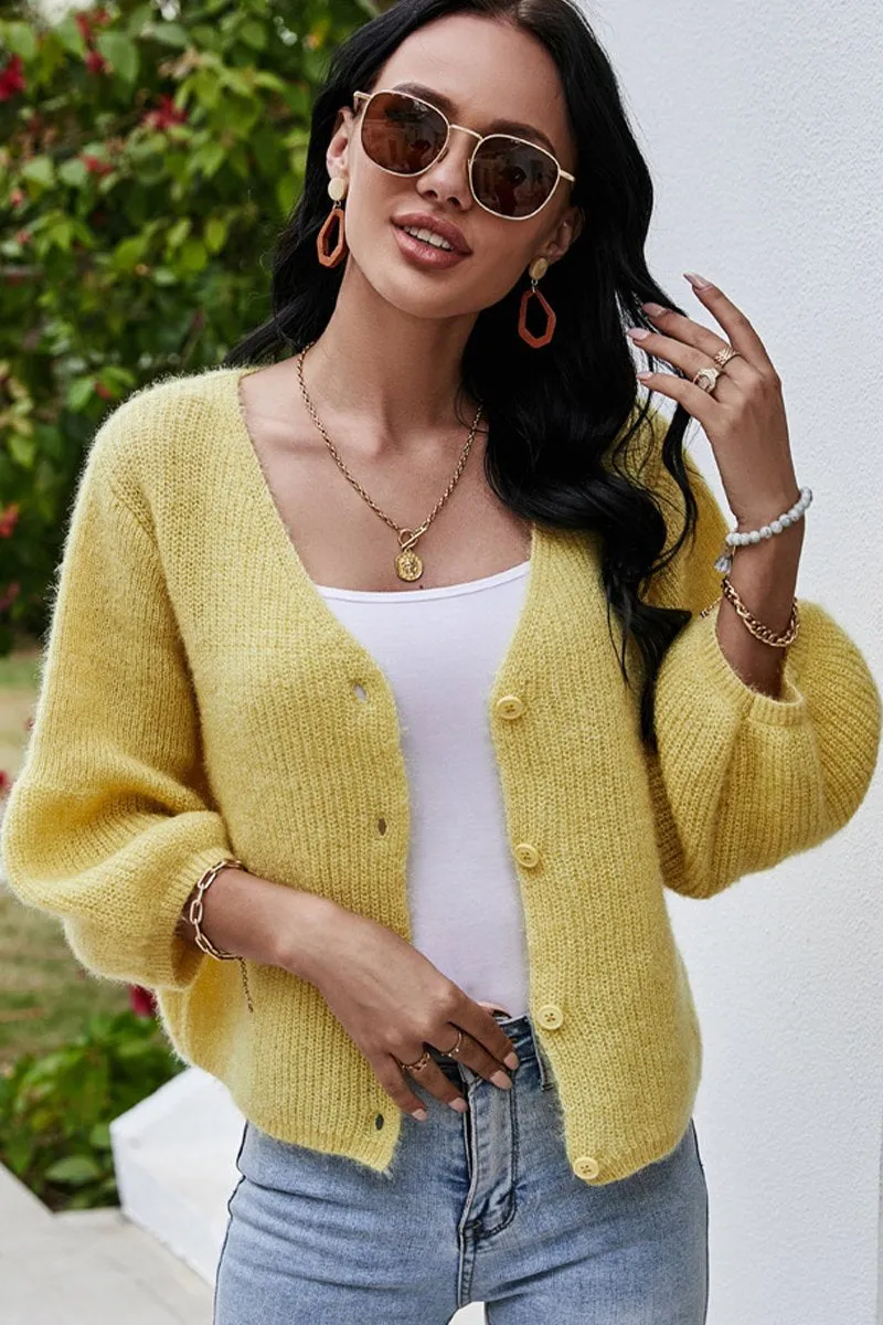 WOMEN LOOSE FIT PLUSH FURRY BUTTON DOWN CARDIGAN Eliminate