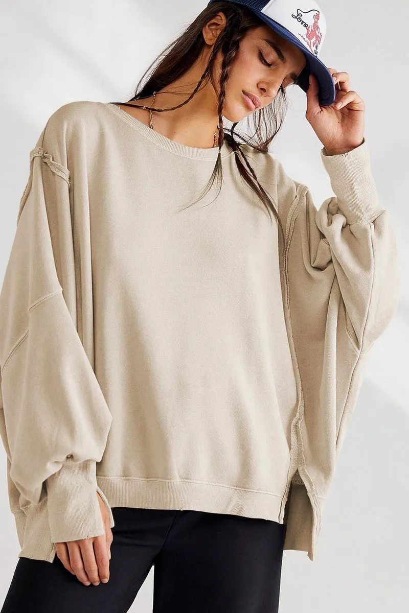 WOMEN OVERSIZED LOOSE FIT LONG SLEEVE JUMPER TOP Cozy Fit Smart Layering