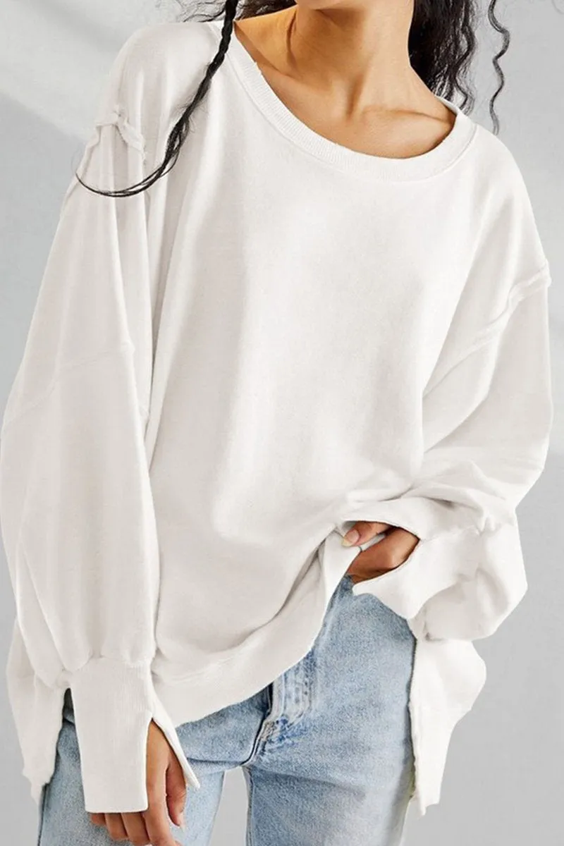 Sun Protection Fabric WOMEN OVERSIZED LOOSE FIT LONG SLEEVE JUMPER TOP