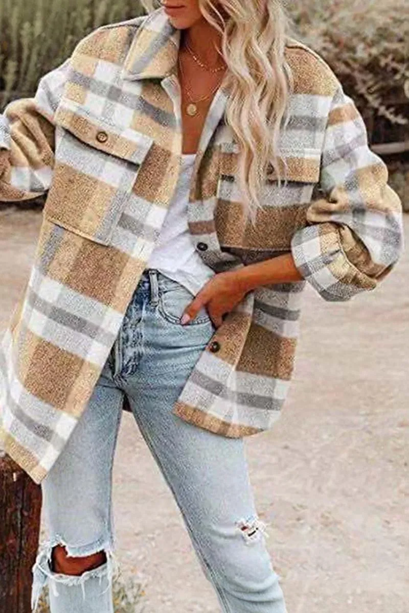 Anti Pill Finish WOMEN OVERSIZED PLAID PATTERN LONG SHACKET