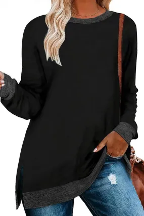 Stylish Essential WOMEN SIDE SLIT OVERSIZED CREW NECK TEE