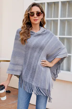 Soft and durable WOMEN TASSEL HOODED KNIT PONCHO SHAWL WRAP