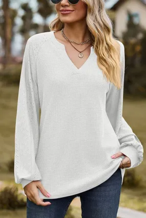 Yoga flexibility Breathable Cotton Fabric WOMEN V NECK LONG SLEEVE LOOSE FIT CASUAL TOP
