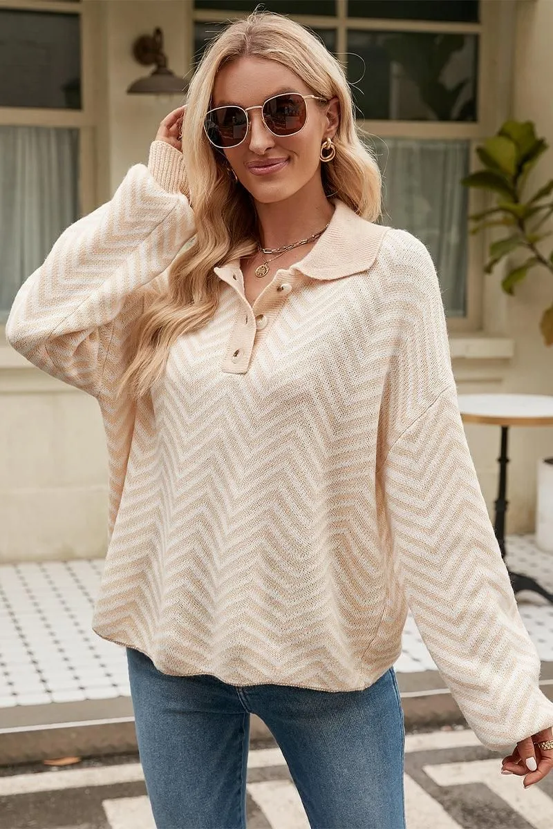 WOMEN V PATTERNED BUTTON V NECK JUMPER TOP Gym Wear