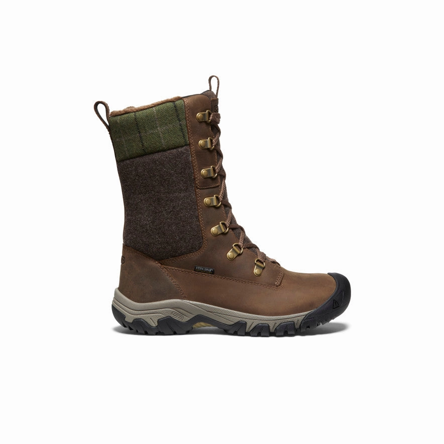 Women's Greta Tall Waterproof Boot  |  Dark Earth/Green Plaid Classic Touch Low Rise
